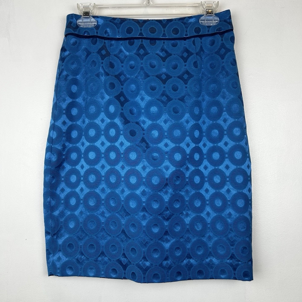 Maeve Skirt Womens 4 Anthropologie Blue Dots Pencil Circles Lined Preppy